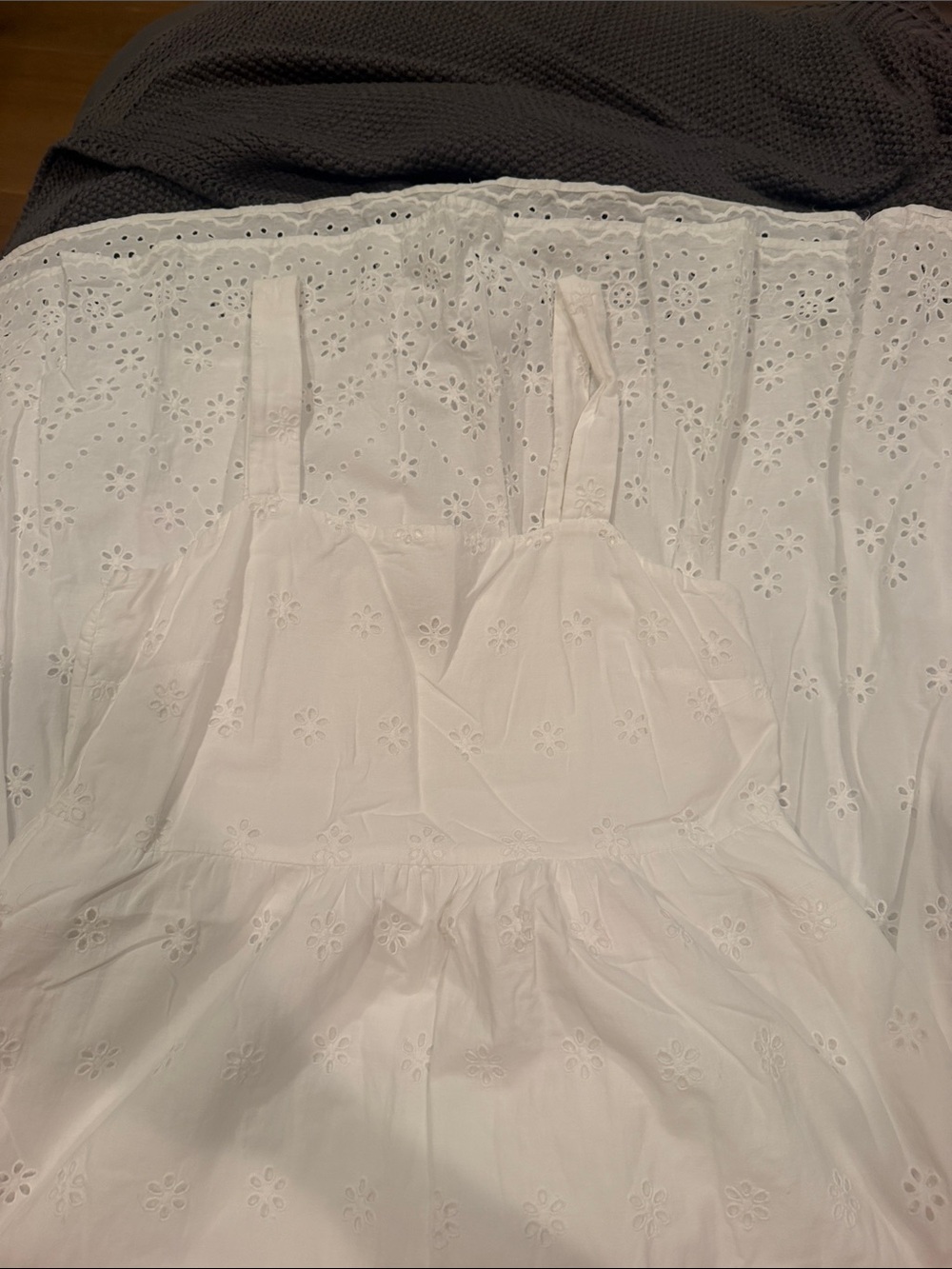 LOFT White Eyelet Cotton Chemise with Spaghetti Straps